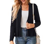 GRACE KARIN Ladies Lightweight Cardigans Long Sleeve Open Front Peplum Cropped Cardigan Shrugs Cropped Cardigans for Daily Black M Size 10