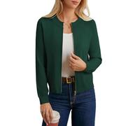 GRACE KARIN Ladies Smart Casual Work Office Cardigan Jackets Crew Neck Ribbed Sweater for Vacation Weekend Dark Green M