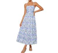 GRACE KARIN Ladies Spaghetti A Line Chiffon Boho Floral Dress Retro 90er Victorian Corset Dress Blue-Purple Floral XXL