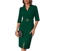 GRACE KARIN Ladies V Neck Bodycon Pencil Dress Black Busiess Office Dress for Work Party Cocktail Dark Green XL