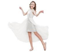 GRACE KARIN Little Girls Cute Sequin School Dress Easter Prom Ball Gown Christmas Fancy Dress Silver 8-10 Years