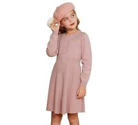 GRACE KARIN Little Girls Leisure Daily School Dress for Autumn Winter Long Sleeve Festival Party Knit Sweater Dress Pink 5-6 Years