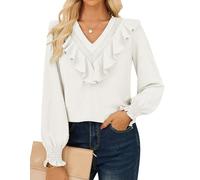 GRACE KARIN Long Sleeve Blouses for Women UK Festival Party Daily Outing Blouse for Summer White XXL