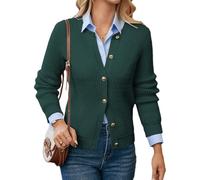 GRACE KARIN Long Sleeve Cardigans for Women UK Autumn, Casual Business Blazer Jackets Button Down， Ladies Knitted Bolero Shrugs XXL Green