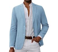 GRACE KARIN Men's Casual Blazer Suit Jackets 2 Button Lightweight Sport Coats, Sky Blue, XL