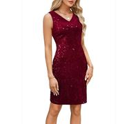 GRACE KARIN Retro Women's 1950s Knee-Length V-Neck Dress Pencil Dress CL289-4 S Burgundy