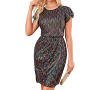 GRACE KARIN Sequin Dresses for Women UK Glitter Ruffle Sleeve Wrap Dress