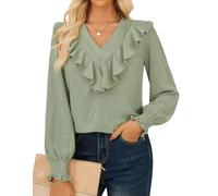 GRACE KARIN Summer Blouses for Women V-Neck Casual Work Office Business Shirts Grey Green XL