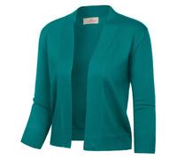 GRACE KARIN Summer Cardigans for Women UK 3/4 Sleeve Loose Open Front Short Cardigans Daily Casual Elastic Shrug Boleros Blue-Green L