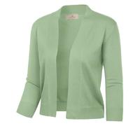 GRACE KARIN Summer Cardigans for Women UK 3/4 Sleeve Loose Open Front Short Cardigans Daily Casual Elastic Shrug Boleros Light Green 3XL