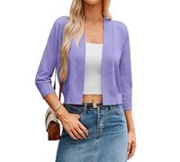 GRACE KARIN Summer Cardigans for Women UK 3/4 Sleeve Loose Open Front Short Cardigans Daily Casual Elastic Shrug Boleros Purple M