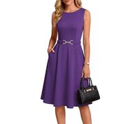 GRACE KARIN Summer Dresses for Women UK Work Ladies Crew Neck A Line Dress