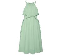 GRACE KARIN Summer Girls Dresses Halter Neck A-Line Casual Dress Lotus Leaf Decoration Light Gray Green 8 Years