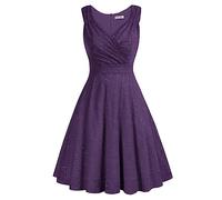 GRACE KARIN Summer Graduation Celebration Dress 50s Sleeveless Lace A-line Bridesmaid Dress M Lace Purple