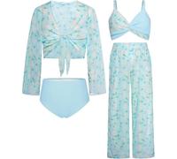 GRACE KARIN Swimsuits for Girls Size 7 Green Tankini Set with Cover Up Coconut Bathing Suit Swimwear Size 6