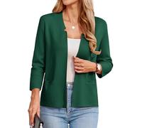 GRACE KARIN White Cardigans for Women UK Open Front 3/4 Sleeve Cardigan Elegant Blazer Jackets Business Outfit with Pockets L Green -8