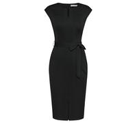 GRACE KARIN Women Bodycon Dress with Belt Crew Neck Front Slit Work Dress Black XL