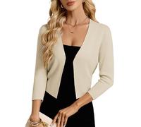 GRACE KARIN Women Cardigan Summer Lightweight 3/4 Sleeve Open Front Short Cardigan Casual Bolero Shrugs Apricot XL