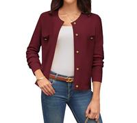 GRACE KARIN Women Classic Ribbed Cardigan Sweater Long Sleeve Button Front Formal Cardigans with Pockets CL309-04/Dark Red S