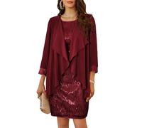 GRACE KARIN Women Daily Sequin Dress Plus Size Oversized Dress Sequins Round Bodycon Wine Red XXL