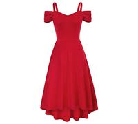 GRACE KARIN Women Elegant Cocktail Party Dresses for Going Out Wedding Guest Dress for Bridesmaid Red L
