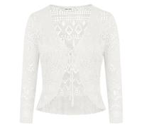GRACE KARIN Women Elegant Summer Lace-up Boleros Cardigan 3/4 Sleevess Shrug for Evening Dress Ivory XL