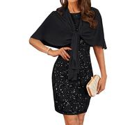 GRACE KARIN Women Formal Speacil Occasion Dress with Chiffon Jacket Spring Summer Fall Winter Glitter Sequin Dance Dress Black 18