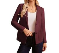 GRACE KARIN Women Long Sleeve Knit Blazer Two Button Office Cardigan Jacket Sweater with Pockets Dark Red L