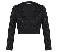 GRACE KARIN Women Night Out Picnic Sequin Lace Shrug Cardigan for Specila Formal Occasion Black Sequin XL
