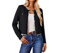 GRACE KARIN Women’s Black Cardigans Cropped Sweater Open Front Lightweight Knit Cardigans for Casual Dinner Evening Party Black L