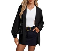GRACE KARIN Women‘s Casual Lantern Sleeve Knit Cardigan Oversized Open Front Outerwear Tops Black XL