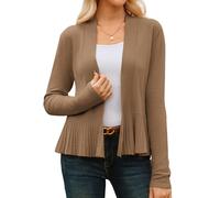 GRACE KARIN Women’s Cropped Cardigan Long Sleeve Fall Jackets Open Front Cardigans for Casual Office Outwear Brown M Size 10