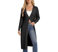 GRACE KARIN Women‘s Long-Sleeve V-Neck Long Cardigan Spring Lightweight Cardigans Black L