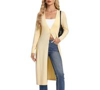 GRACE KARIN Women‘s Long-Sleeve V-Neck Long Cardigan Spring Lightweight Cardigans Light Yellow S