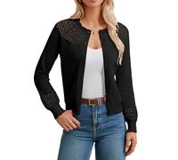 GRACE KARIN Women’s Summer Lightweight Cardigans Tops Plus Size Long Sleeve Hollow Bolero Shrugs for Party Casual Daily Black XXL