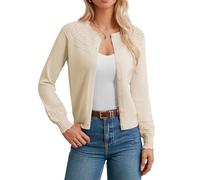 GRACE KARIN Women’s Summer Lightweight Cardigans Tops Plus Size Long Sleeve Hollow Bolero Shrugs for Party Casual Daily Apricot XXL
