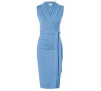 GRACE KARIN Women’s Work Dress Elegant Sleeveless Wrap Shawl Collar Bodycon Business Dresses for Ladies Light Blue Size 8 UK