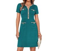 GRACE KARIN Women Short Sleeve Elegant A Line Dress for Work Business Office Spring Summer Formal Special Dresses Teal M