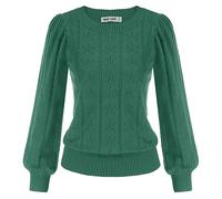 GRACE KARIN Women Soft Pullover Sweater for Autumn Winter Daily Office Outing Jumper Long Sleeve Knit Tops Light Green XXL