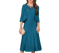 GRACE KARIN Women Sparkly Sequin Evening Growns Dresses Elegant Formal Midi Dress Blue-Green XL