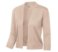 GRACE KARIN Women Summer Cardigans 3/4 Sleeve Elastic Knitwear Elegant Open Front Party Cocktail Boleros Cover Up Dark Apricot XL