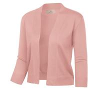 GRACE KARIN Women Summer Cardigans 3/4 Sleeve Elastic Knitwear Elegant Open Front Party Cocktail Boleros Cover Up Pink XL