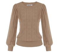 GRACE KARIN Women Vintage Soft Jumper Long Sleeve Loose Fit Sweater Casual Daily Pullover Dark Apricot S