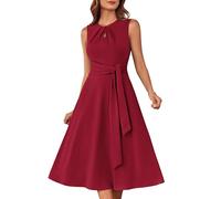 GRACE KARIN Womens 1950s Dresses Tie Waist A Line Dresses for Office Work Business Bright Red S