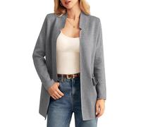 GRACE KARIN Women's 2024 Fall Long Sleeve Knit Cardigan Coat Open Front Notch Collar Sweater Blazer Coatigan Jackets, Heather Grey, S