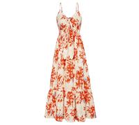 GRACE KARIN Women's 2025 Summer Beach Dress Floral V Neck Tie Front Spaghetti Strap Flowy Long Dress Boho Maxi Dress, Orange Floral, M