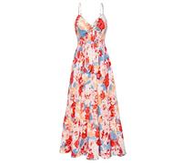 GRACE KARIN Women's 2025 Summer Maxi Dress Floral Tie Front Spaghetti Strap Casual Boho Beach Flowy Sundress with Pockets, Blue Red Floral, M