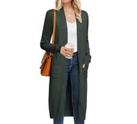 Grace Karin Women's 2025 Trendy Long Cardigans Sweater Lightweight Open Front Long Sleeve Maxi Duster Coats with Pockets, Army Green, L