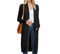 Grace Karin Women's 2026 Trendy Long Cardigans Sweater Lightweight Open Front Long Sleeve Maxi Duster Coats with Pockets, Black, XL