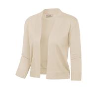 GRACE KARIN Women's 3/4 Sleeve Knit Cropped Cardigan Sweaters Open Front Bolero Shrugs Coat Tops S-3XL, Beige, Small